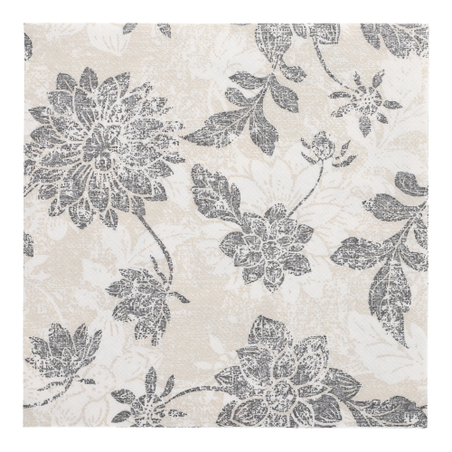 [37359] 8 x 20 Servietten "ROYAL Collection" 1/4-Falz 40 cm x 40 cm anthrazit "Flowers"