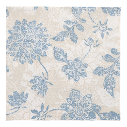 [37360] 8 x 20 Servietten "ROYAL Collection" 1/4-Falz 40 cm x 40 cm arktikblau "Flowers"