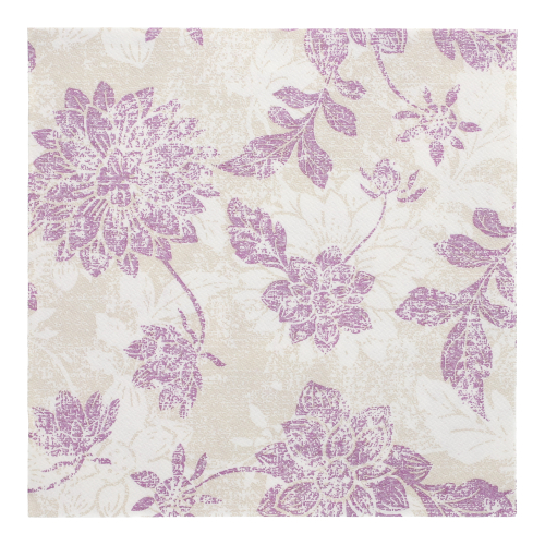 [37361] 8 x 20 Servietten "ROYAL Collection" 1/4-Falz 40 cm x 40 cm lila "Flowers"