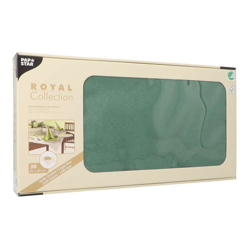 [81892] 5 x 20 Mitteldecken, Tissue "ROYAL Collection" 80 cm x 80 cm dunkelgrün