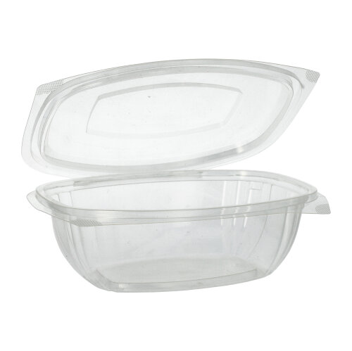 [82203] 4 x 50 Feinkost- und Salatschalen mit Klappdeckeln, PLA "pure" 1 l 7,6 cm x 20,5 cm x 16,8 cm glasklar