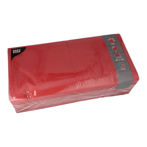 [82567] 4 x 250 Servietten, 3-lagig 1/4-Falz 40 cm x 40 cm bordeaux