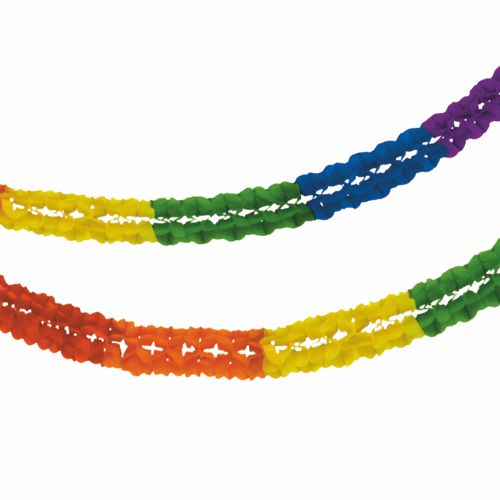 [82839] 5 x Großraumgirlande, Papier Ø 16 cm · 10 m "Rainbow" schwer entflammbar