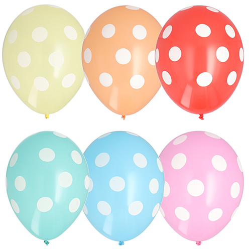 [84525] 12 x 6 Luftballons Ø 29 cm farbig sortiert "Dots"