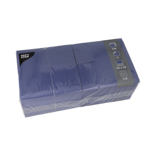 [84576] 4 x 250 Servietten, 3-lagig 1/8-Falz 33 cm x 33 cm dunkelblau