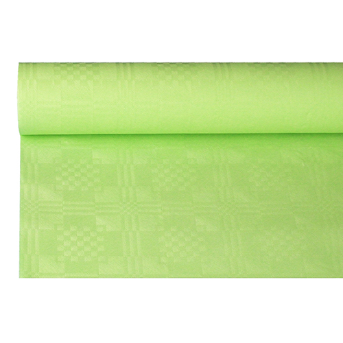 [84615] 6 x Papiertischtuch mit Damastprägung 8 m x 1,2 m limonengrün