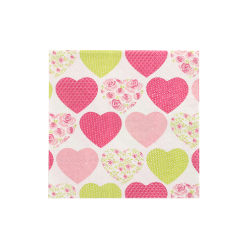 [84741] 14 x 20 Servietten, 3-lagig 1/4-Falz 25 cm x 25 cm "Sweetheart"