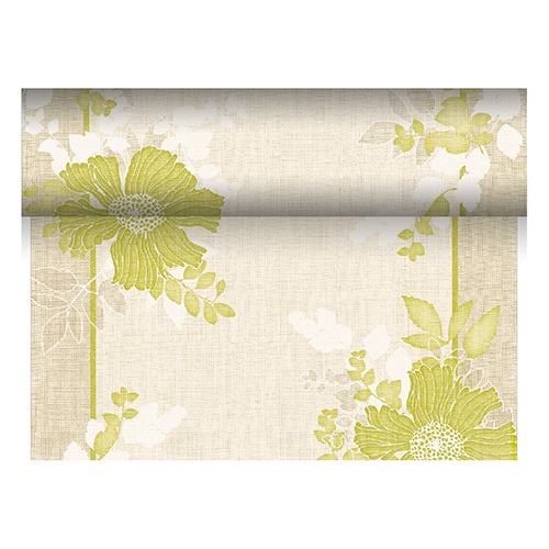[84981] 4 x Tischläufer, stoffähnlich, PV-Tissue Mix "ROYAL Collection" 24 m x 40 cm grün "Annabel"