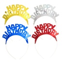 8 x 4 Haarreifen farbig sortiert "Happy Birthday" "Metallic"