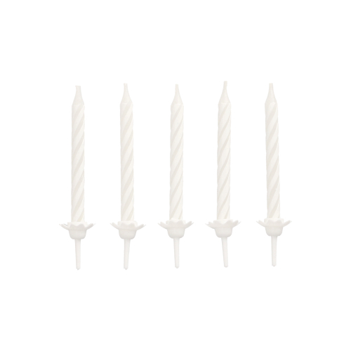 [85193] 10 x 24 Geburtstagskerzen mit Halter 6 cm weiss