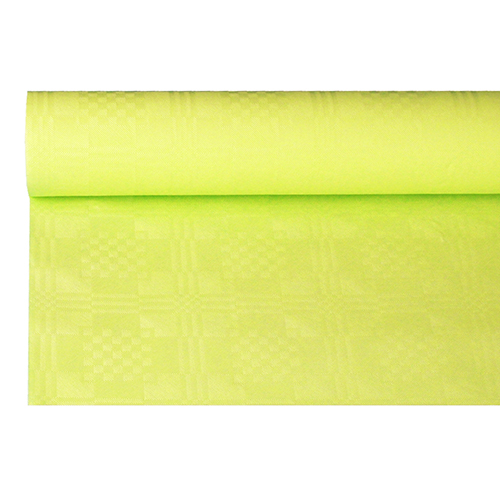 [85476] 12 x Papiertischtuch mit Damastprägung 6 m x 1,2 m limonengrün