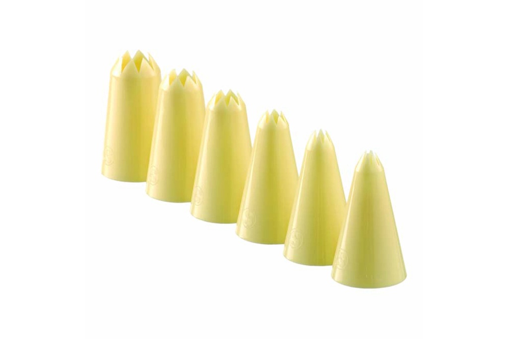 [460007] Sterntüllenset aus PP, Höhe 60 mm, elfenbein, 6 Teile