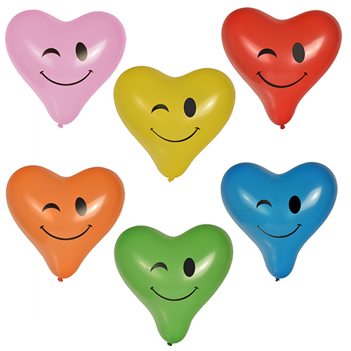 [86004] 12 x 6 Luftballons Ø 28 cm farbig sortiert "Heart - Blinky" large