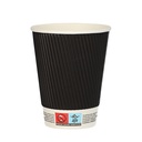 20 x 25 Trinkbecher, Pappe "To Go" 0,3 l Ø 9 cm · 11 cm schwarz Ripple Wall