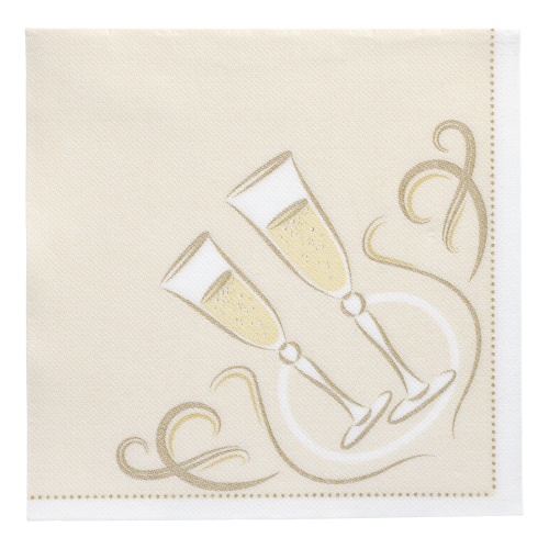 [86297] 5 x 50 Servietten "ROYAL Collection" 1/4-Falz 40 cm x 40 cm gold "Festive Moments"