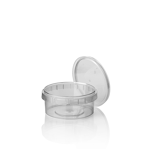 [86537] 12 x 36 Feinkostbecher, PP 240 ml Ø 9,5 cm · 5,6 cm transparent mit Originalitätsverschluss