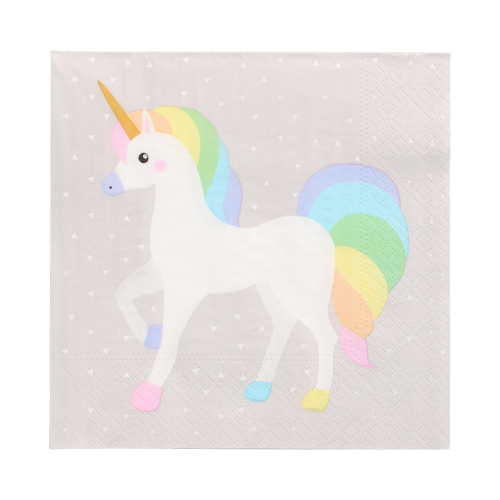 [86736] 10 x 20 Servietten, 3-lagig 1/4-Falz 33 cm x 33 cm "Unicorn"