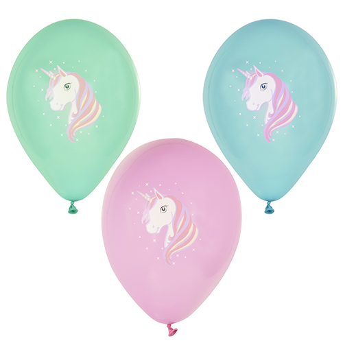 [86740] 12 x 6 Luftballons Ø 29 cm farbig sortiert "Unicorn"