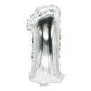 24 x Folienluftballon 35 cm x 20 cm silber "1"