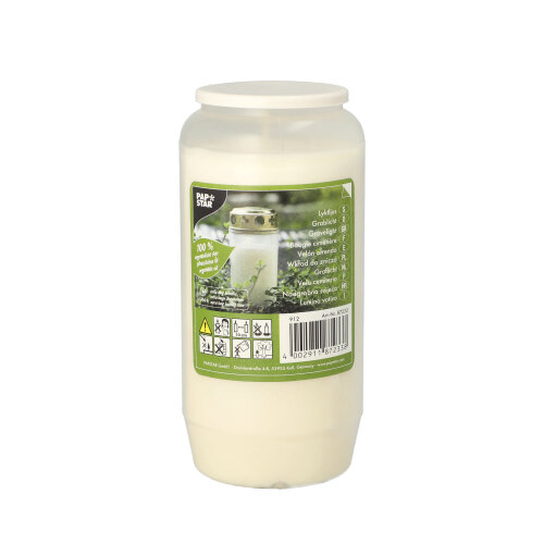 [87233] 20 x Öl-Licht T6, 100 % Pflanzenfett Ø 7 cm · 14 cm weiss transparente Hülle