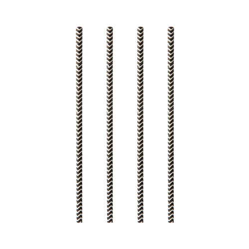 [87518] 10 x 100 Trinkhalme, Papier Ø 6 mm · 20 cm schwarz/weiss "Zig-Zag"