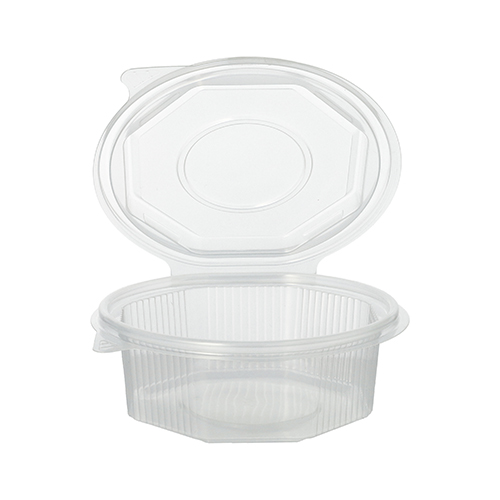 [87606] 10 x 50 Verpackungsbecher mit Klappdeckeln, PP 8-eckig 375 ml 4,2 cm x 11 cm x 11 cm transparent