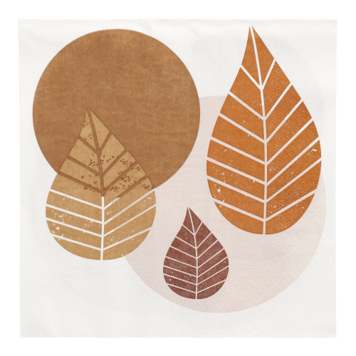 [87706] 10 x 20 Servietten, 3-lagig 1/4-Falz 40 cm x 40 cm natur "Graphic Leaves"