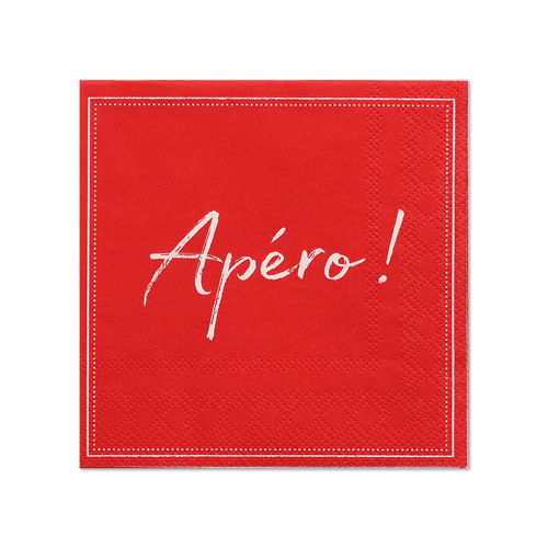 [87715] 14 x 20 Servietten, 3-lagig 1/4-Falz 25 cm x 25 cm rot "Apero"