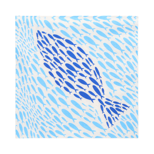 [87721] 10 x 20 Servietten, 3-lagig 1/4-Falz 33 cm x 33 cm "Banc de Poissons"