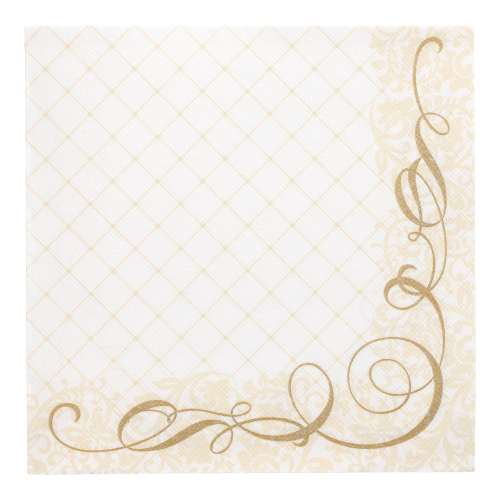 [87734] 5 x 50 Servietten "ROYAL Collection" 1/4-Falz 40 cm x 40 cm gold "Megan"