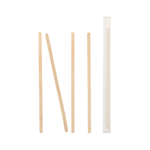 [87857] 10 x 1000 Rührstäbchen, Holz "pure" 17,8 cm x 6 mm einzeln gehüllt
