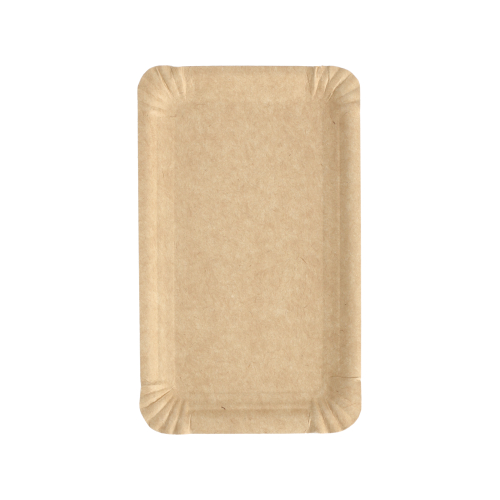 [87941] 4 x 250 Teller, Pappe "pure" eckig 11 cm x 17,5 cm braun