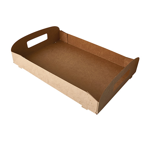 [87956] 6 x 10 Tragetabletts, Pappe "pure" 4,5 cm x 54,4 cm x 36,6 cm braun "100% Fair"