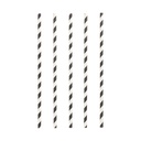 10 x 100 Trinkhalme, Papier Ø 6 mm · 24 cm schwarz/weiss "Stripes"