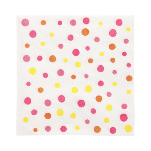 [88346] 12 x 30 Servietten, 3-lagig 1/4-Falz 33 cm x 33 cm pink "Colourful Dots"