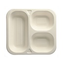 4 x 50 Siegelschalen, Zuckerrohr 3-geteilt 1350 ml 4,2 cm x 24,5 cm x 26,5 cm weiss