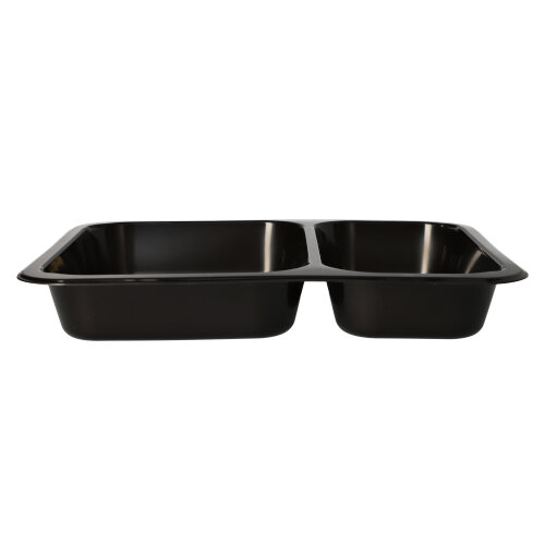 [88431] 10 x 50 Mikrowellenschalen, PP 2-geteilt 866 ml 3,2 cm x 22,7 cm x 17,8 cm schwarz