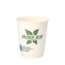 24 x 20 Trinkbecher, Pappe 0,2 l Ø 8 cm · 9 cm weiss "Pure Joy" doppelwandig