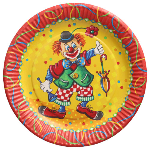 [88580] 20 x 10 Teller, Pappe rund Ø 23 cm "Clown"