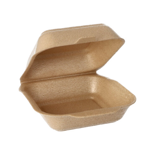 [88584] 4 x 125 Hamburger-Boxen groß mit Klappdeckel, XPP 7 cm x 15 cm x 15 cm beige