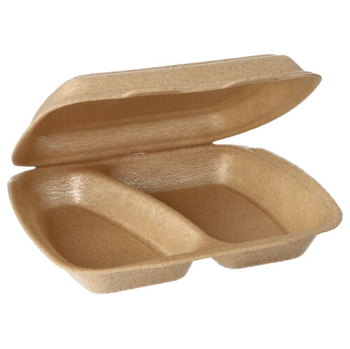 [88587] 4 x 50 Menüboxen mit Klappdeckel, XPP 2-geteilt 7 cm x 20,5 cm x 24 cm beige