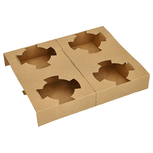 [88590] 4 x 25 Tragetabletts, Pappe "pure" 3,6 cm x 19,8 cm x 24,1 cm braun für 4 Suppenbecher