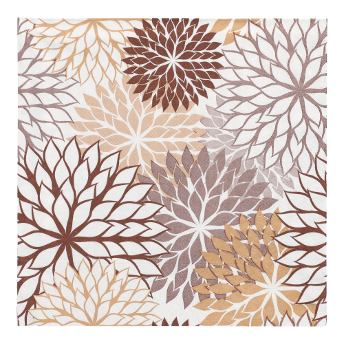 [88596] 10 x 20 Servietten, 3-lagig 1/4-Falz 40 cm x 40 cm taupe "Floralies"