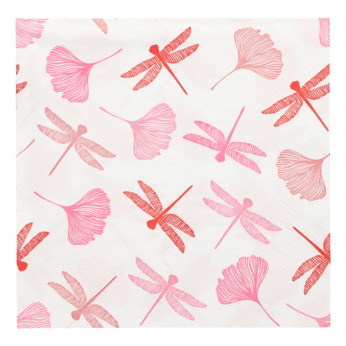 [88599] 10 x 20 Servietten, 3-lagig 1/4-Falz 40 cm x 40 cm rose "Ginko"