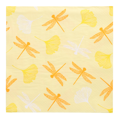 [88600] 10 x 20 Servietten, 3-lagig 1/4-Falz 40 cm x 40 cm gelb "Ginko"