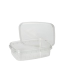 11 x 50 Feinkostbecher, PP eckig 150 ml 2,9 cm x 8,6 cm x 10,9 cm transparent mit Originalitätsverschluss