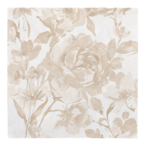 [88744] 5 x 50 Servietten "ROYAL Collection" 1/4-Falz 40 cm x 40 cm sand "Rose"