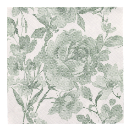 [88745] 5 x 50 Servietten "ROYAL Collection" 1/4-Falz 40 cm x 40 cm dunkelgrün "Rose"