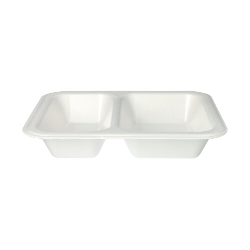 [88785] 6 x 100 Siegelschalen, XPS 2-geteilt 800 ml 4,2 cm x 18,5 cm x 23,5 cm weiss laminiert