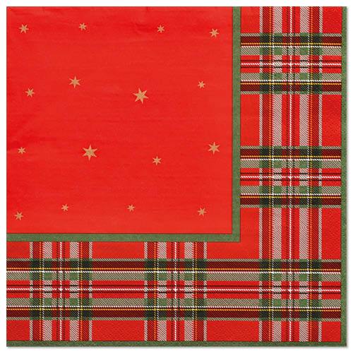 [88830] 15 x 20 Servietten, 3-lagig 1/4-Falz 40 cm x 40 cm "Tartan"